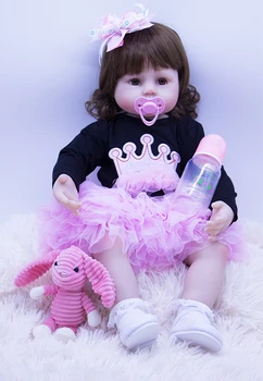 023newest Reborn Baby Dolls 24-Дюймовые реалистичные игрушки для девочек, Реалистичные новорожденные Куклы, Тканевое тело Для Сна Малыша, Сопровождающие подарки Изображение