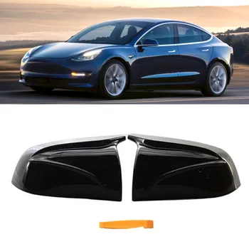 1 Пара Углепластиковых Автомобильных Боковых Зеркал Заднего Вида, Сменная Крышка, Накладка На Корпус заднего Вида Для Tesla Model 3, Аксессуары 2017-2020 Изображение
