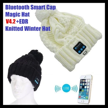 100 шт.! Беспроводная зимняя шапка Bluetooth V4.2 для женщин и девочек, Умная Шерстяная шапочка-бини, гарнитура, Музыкальная волшебная шапочка с громкой связью, Mp3-динамик с микрофоном Изображение