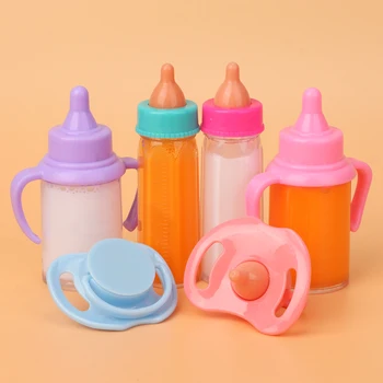 18-дюймовые кукольные бутылочки для молока с нагрудниками-пустышками подходят для новорожденных кукол, бутылочка-соска, игрушки для кукольного домика, милые куклы-реборн, аксессуары Изображение