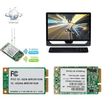 2022 Новая мини-двухдиапазонная BCM94322MC Wireless-N WIFI 300M PCI-E карта для SPS: 487330-001 Изображение
