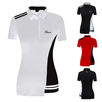 2022 НОВАЯ одежда для гольфа, женская рубашка поло, летняя спортивная одежда для гольфа, короткий рукав, быстросохнущие дышащие рубашки для женщин Изображение