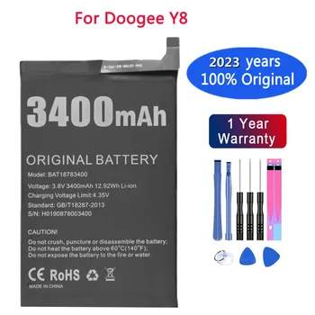 2023 100% Оригинальный Аккумулятор Для DOOGEE Y8 BAT18783400 Батарея 3400 мАч Высокой Емкости Длительное время ожидания Bateria Batterie + Инструменты Изображение