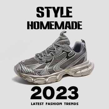 2023 Новая Сетчатая спортивная обувь для Мужчин, для бега, для Женщин, для фитнеса, Вулканизированная обувь, Роскошные Мужские И женские Массивные кроссовки Изображение