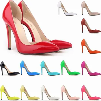 2023 Новые женские туфли-лодочки, Весенне-осенняя офисная обувь, Пикантная свадебная вечеринка, острый носок, искусственная кожа, 11 см, слипоны на высоком тонком каблуке, 2023 размер 35-42 Изображение