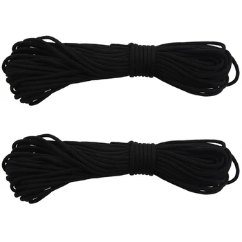 2X веревочный шнур диаметром 5 мм, черный шнур для палатки Изображение