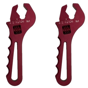 2X Разводной ключ, An Гаечный, Алюминиевый Гаечный Инструмент для установки шланга Алюминиевый гаечный ключ AN3-AN16 - Красный Изображение