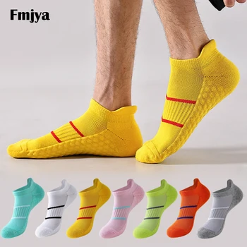 3 Пары Хлопчатобумажных спортивных носков для Бега, компрессионные, в Полоску, с утепленным полотенцем Внизу, для Велоспорта, Баскетбола, Дышащие носки до щиколотки Изображение