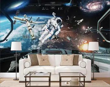 3d фотообои на заказ фреска космический корабль астронавт космическая станция картина спальня домашний декор обои для гостиной Изображение