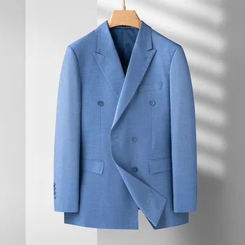 5816 -мужские полосатые спортивные двубортные комбинезоны 93 и мужской тонкий пиджак европейского образца Изображение