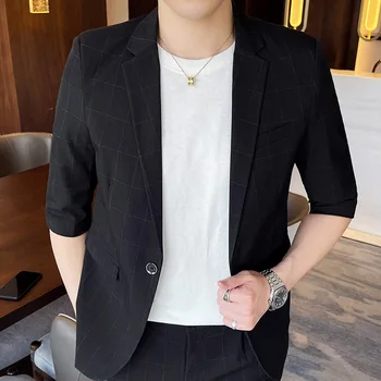 6069-Мужской пиджак корейской версии, тонкий, одноместный, Западный, деловой, повседневный, западный, сервисный мужчина Изображение