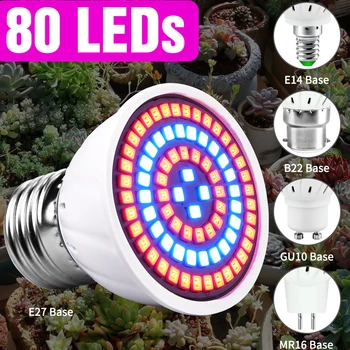 80 светодиодов 220 В, светодиодная лампа для выращивания растений, полный спектр, светодиодная лампа для выращивания растений, освещение в помещении, Лампы для выращивания растений, Гидропонная система E27, Коробка для выращивания Изображение