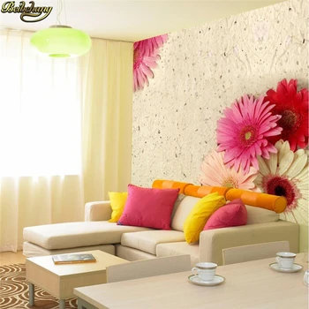 beibehang papel de parede 3D ТВ фон цветы подсолнуха фреска на заказ обои для настенных росписей рулон обоев гостиной Изображение