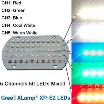Cree XPE2 XP-E2 50 светодиодов 5-Канальный Высокомощный RGBWW светодиодный Излучатель Красный Зеленый Синий Белый Смешанный Цвет DIY светодиодный Светильник Медная печатная плата Изображение