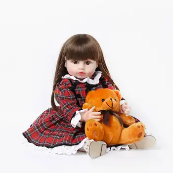 CUAIBB 55 см Кукла Реборн Реалистичная Реалистичная кукла-младенец Реалистичные Мягкие Виниловые Куклы Игрушка с Красной Одеждой Подарок для Девочек и Мальчиков Изображение