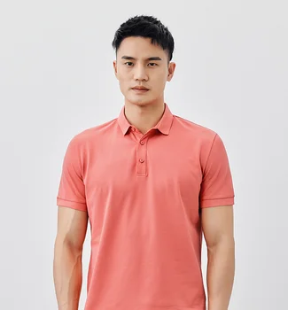 DZ035Q Мужская повседневная рубашка поло с короткими рукавами, мужская летняя новая однотонная футболка с отворотом и короткими рукавами Изображение