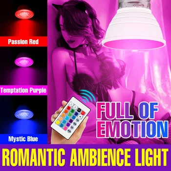 E27 RGB Light 220V Светодиодная неоднозначная лампа Цветной прожектор GU10 Лампа E14 Bombilla 15W Smart Light Romance MR16 Лампа с регулируемой яркостью для вечеринки Изображение
