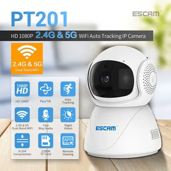 ESCAM PT201 1080P Умная Камера Видеонаблюдения Беспроводная CCTVNetwork 2,4 G 5G WiFi IP-камера ИК Ночного Видения Радионяня Изображение