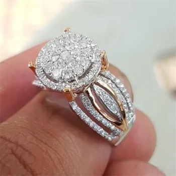 FDLK Изысканное Прозрачное кольцо-пасьянс Со Стразами, Обручальное кольцо для женщин Изображение
