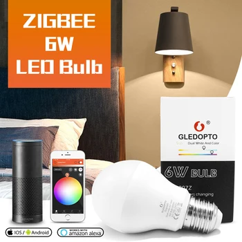 GLEDOPTO Zigbee3.0 6 Вт RGB + Двойная белая светодиодная лампа ZLL Light Link Smart Bulb Совместима с ZigBee 3.0 и многими шлюзами Изображение