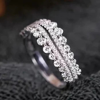 Huitan Сверкающий кристалл Кубического циркония, кольцо на палец для женщин, Обручальные кольца, Аксессуары, модный дизайн, роскошные ювелирные изделия Изображение