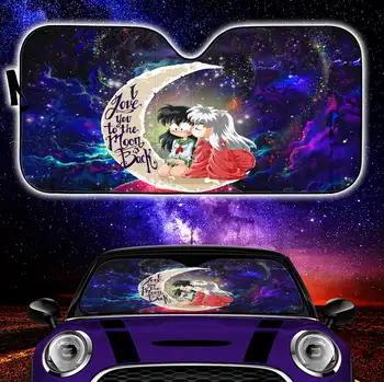 Inuyasha Love You To The Moon Galaxy Автомобильные солнцезащитные козырьки Изображение