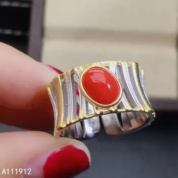 KJJEAXCMY fine jewelry натуральный красный коралл из стерлингового серебра 925 пробы, новое женское кольцо, поддержка, тест, прекрасный Изображение