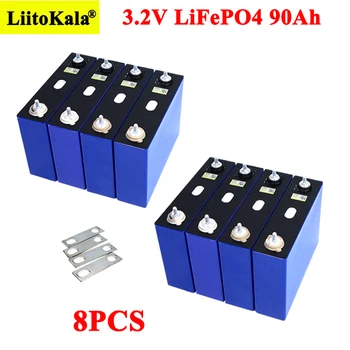 Liitokala 3,2 В 90Ah LiFePO4 аккумуляторная батарея для 12 В 24 В 3C литий железо фосфат 90000 мАч мотоциклетные аккумуляторы для электромобилей Изображение