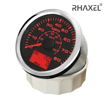 RAXEL 85 мм GPS Спидометр 0-160 миль в час 0-220 км/ч 0-200 миль в час 0-300 км/ч Одометр для Авто Лодки с 8 цветами Подсветки 9-32 В Изображение