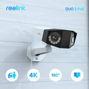 Reolink Duo 2 Серии Двухобъективная Камера Безопасности 4K PoE 6MP WiFi Наружная IP-камера 2K + 4G LTE С Аккумулятором, Домашние Камеры видеонаблюдения Изображение