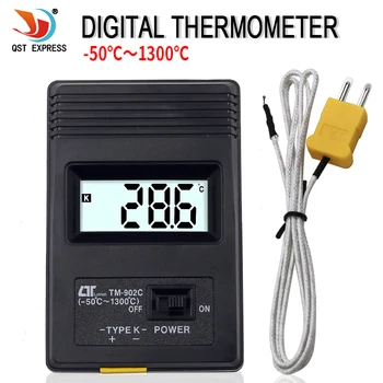 TM-902C Черный, K-Тип, цифровой ЖК-датчик температуры, термометр, промышленный термодетектор, измеритель + датчик термопары Изображение