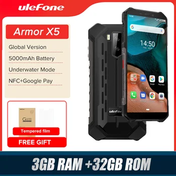 Ulefone Armor X5 Android 10 Прочный Водонепроницаемый Смартфон IP68 MT6762 Сотовый Телефон 3 ГБ 32 ГБ Восьмиядерный NFC 4G LTE Мобильный Телефон Изображение