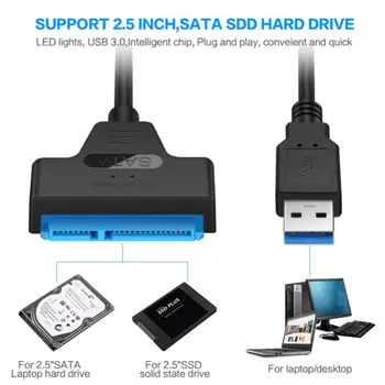 USB 2,0 на SATA 22pin Кабель-адаптер Конвертер HDD SSD Соединительный Шнур Провод для 2,5-дюймовых жестких дисков для Твердотельных Накопителей Дисковые Адаптеры Изображение