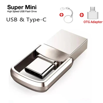 USB флэш-накопитель 3,0 2 ТБ, двойной USB флэш-накопитель, флешка OTG TYPEC Memory Stick, ручка-накопитель Изображение