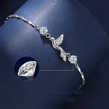 VENTFILLE 925 марка, серебряный браслет для женщин, девушка, Летающая птица, кристалл, подарок на день рождения, ювелирные изделия, Прямая поставка, Оптовая продажа Изображение