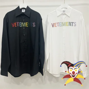Vetements Рубашка с Бриллиантовым Логотипом Для Мужчин И Женщин 1:1, Летние Рубашки Лучшего Качества с Длинным рукавом Изображение