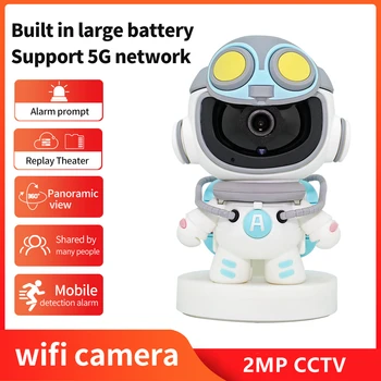 WiFi 1080P Робот IP-камера 2MP Security Motion Tracking Battery Cam Камера Видеонаблюдения Умный Дом Видеонаблюдение Домашние Животные Радионяня Изображение