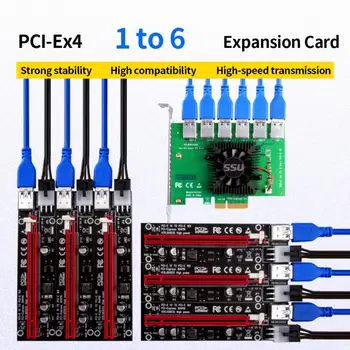 Адаптер Pci-e для Pci-e с 6 Слотами Обеспечивает Большую Расширяемость Удобная Карта-адаптер Riser Card Для майнинга Btc Miner Pci-e 4x Изображение