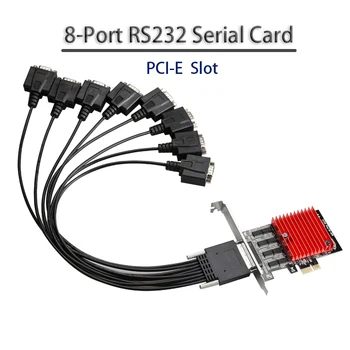 Адаптер расширения PCIE Riser Card PCI Express 8-Портовая Последовательная карта расширения PCIE RS232 Адаптер для преобразования последовательного порта PCIE в DR62 Изображение