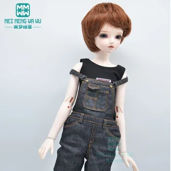 Аксессуары для куклы BJD Одежда подходит на 40-45 см 1/4 MSD MK MYOU Модная толстовка, нижняя рубашка, Джинсы на подтяжках Изображение