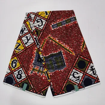 Африканская восковая ткань 2023, Высококачественная Хлопчатобумажная ткань с принтом Конго из настоящего воска, 6 ярдов Для пошива повседневной одежды 04W9 Изображение