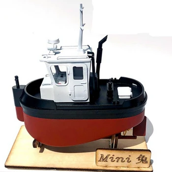 Версия Q Mini Rabbit Tugboat Пластиковая Модель Электрической лодки с дистанционным управлением Бесцветная Симпатичная модель причального корабля Изображение