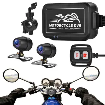 Видеорегистратор для мотоцикла, Видеорегистратор для мотоцикла Спереди и сзади, двойная 150-дюймовая Широкоугольная Видеорегистраторная камера для мотоцикла, Спортбайк Изображение