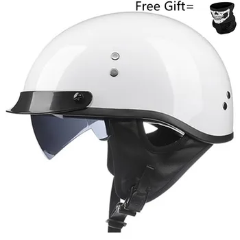 Винтажный мотоциклетный шлем с половиной лица Casco Casque Moto Ретро Шлемы С внутренним солнцезащитным козырьком Изображение