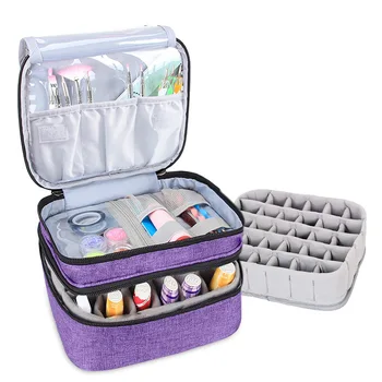 Водонепроницаемая сумка-Органайзер для макияжа, коробки для косметических эфирных масел, Двухслойный переносной чехол для хранения лака для ногтей, чехол для переноски Изображение