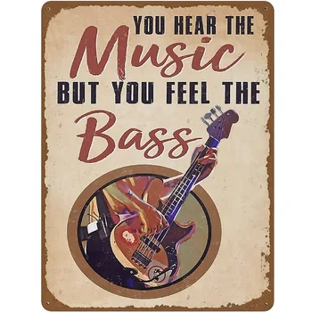 Вы слышите музыку, но чувствуете бас-гитара Плакат Бас-гитара Плакат Меломан Бас-гитарист Подарок бас-гитарист Новинка Горячая Изображение
