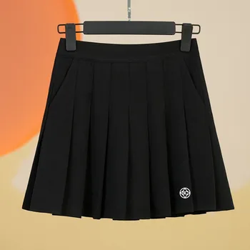 Высококачественная женская юбка для гольфа, Летняя плиссированная юбка для гольфа + Защитные брюки, женские эластичные модные спортивные шорты для гольфа Изображение