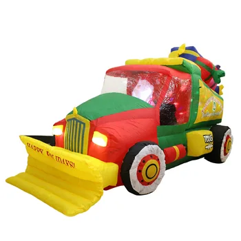 Гигантское Рождественское украшение 2023 Года, Надувной Санта-Клаус за рулем грузовика с подсветкой, игрушки для сада, подарок на Новый год Изображение