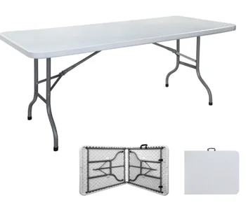 Горячий Стильный белый складной стол, Обеденный Складной стол, Банкетная вечеринка, пикник, кемпинг, Пластиковый складной стол и стул для мероприятий Изображение