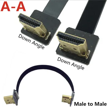 Двойной наклонный на 90 градусов FPV-системы HDMI-совместимый Плоский кабель Типа A от мужчины к мужчине HDTV FPC для Мультикоптерной аэрофотосъемки Изображение